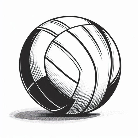 Volleyball ball isolated on white background. Hand drawn illustration.の写真素材