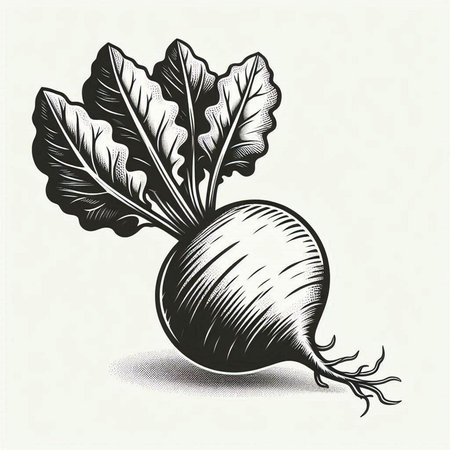 Beetroot with leaves. Vintage engraving vector illustration.
