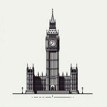 Big Ben, London, United Kingdom. Hand drawn vector illustration.