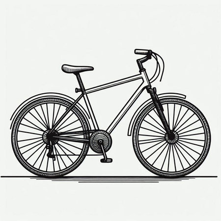 Bicycle hand drawn vector illustration in retro style. Side view.