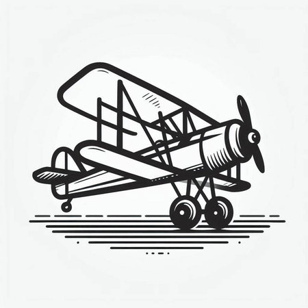 Vintage airplane isolated on white background. Vector illustration in retro style.