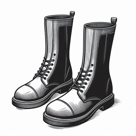 Hand drawn vector illustration of boots. Isolated on white background.