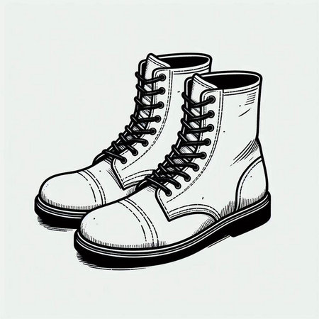 Sketch of a pair of hiking boots. Vector illustration.