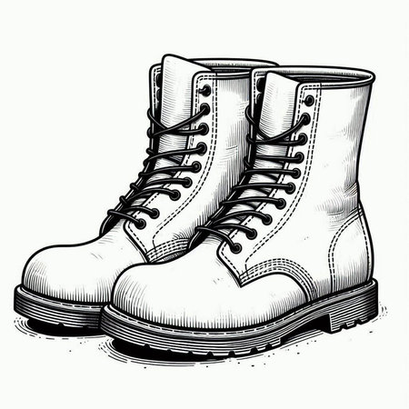 Sketch of a pair of winter boots. Vector illustration.