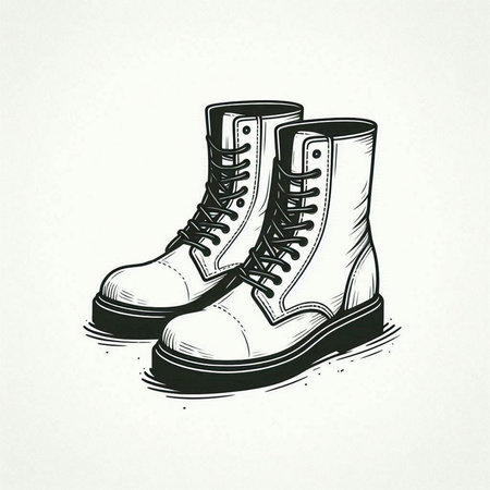 Sketch of boots in vintage style. Hand drawn vector illustration.