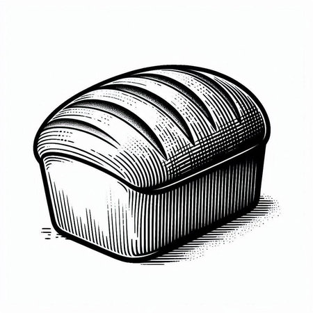 Sketch of a loaf of bread on a white background.