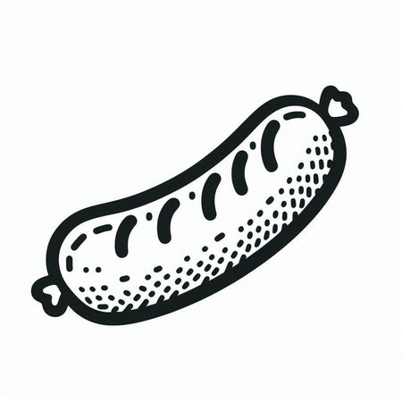Sausage on a white background. Vector illustration in doodle style.の写真素材
