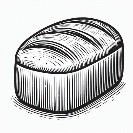 Illustration of a piece of bread in engraving style.の写真素材