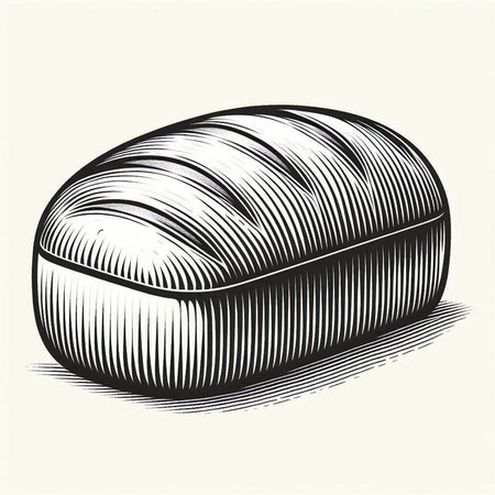 Sliced bread in engraving style. Vector illustration.