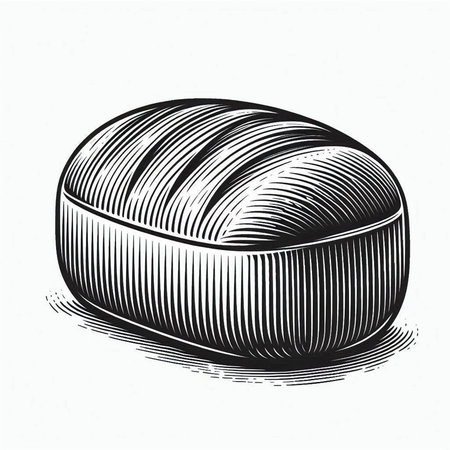 Illustration of a loaf of bread in engraving style.