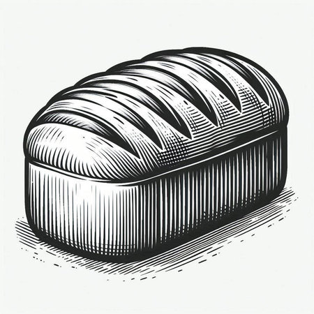 Vector engraving illustration of a loaf of bread isolated on white background.の写真素材