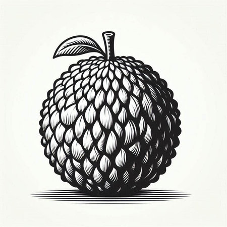 Hand drawn sketch of an exotic fruit, lychee. Vector illustration.