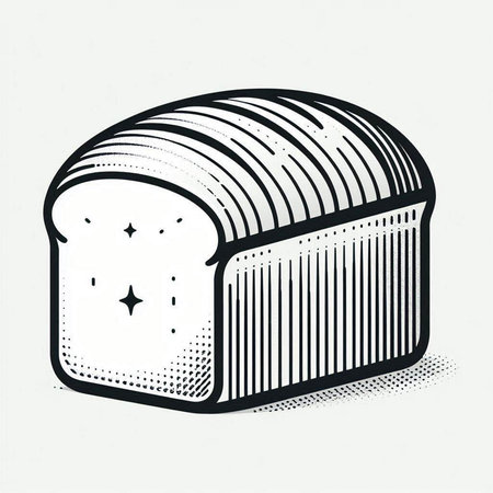 Black and white hand drawn vector illustration of a loaf of bread.