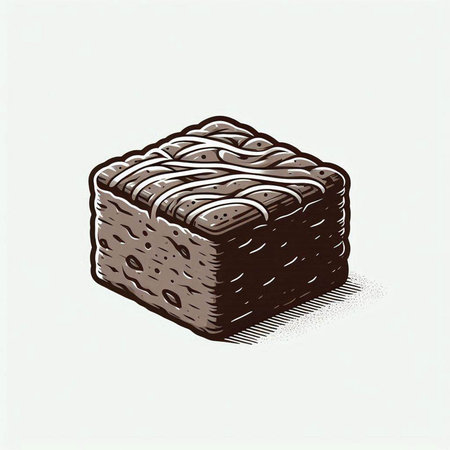 Illustration of a piece of chocolate cake on a white background.の写真素材