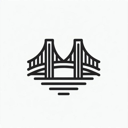 Bridge icon. Vector illustration of a bridge in a flat style.の写真素材
