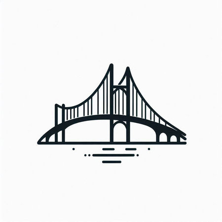 Bridge icon, vector illustration on white background. Editable stroke.の写真素材
