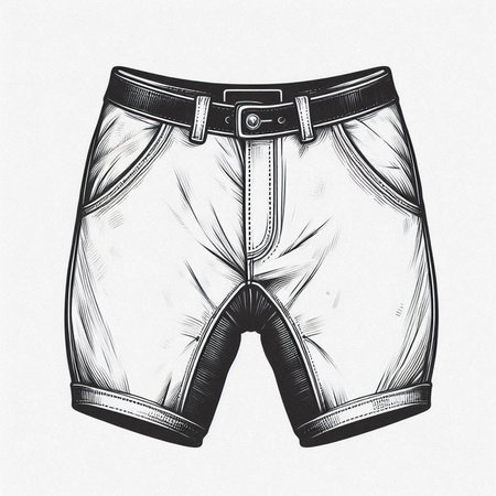 Shorts for men. Hand drawn sketch. Vector illustration on white background.の写真素材