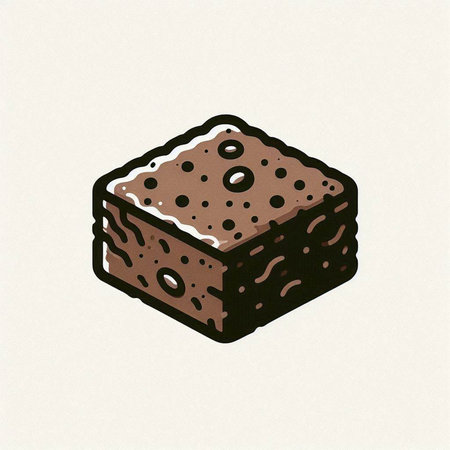 Illustration of a piece of chocolate cake on a white background.