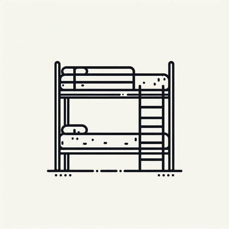 Bunk beds line icon, vector illustration. Flat design style.
