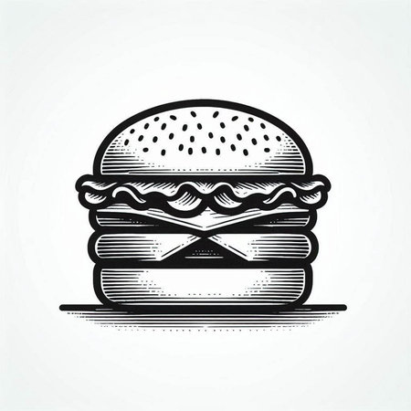 Hamburger icon in retro style. Hand drawn vector illustration.の写真素材