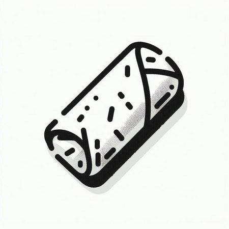 Illustration of a roll of burrito on a white background.の写真素材