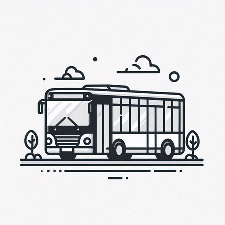 Bus icon on white background. Line art style. Vector illustration.