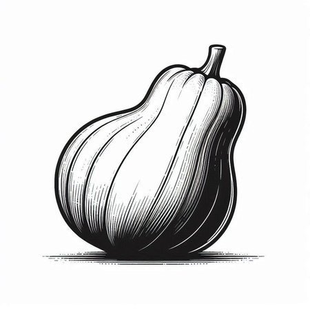 Pumpkin vector engraving illustration. Scratch board style imitation. Black and white hand drawn image.の写真素材