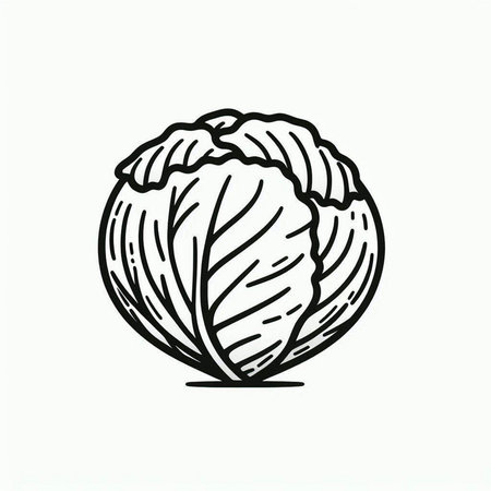 Cabbage doodle icon. Hand drawn vector illustration of cabbage.の写真素材