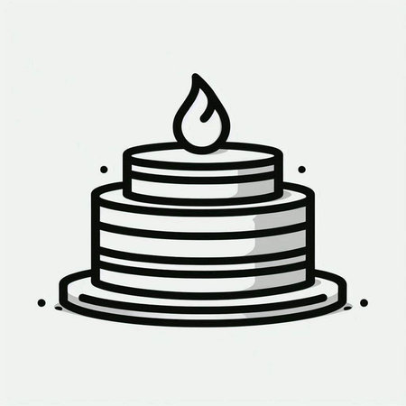 Birthday cake icon in doodle style. Vector illustration.