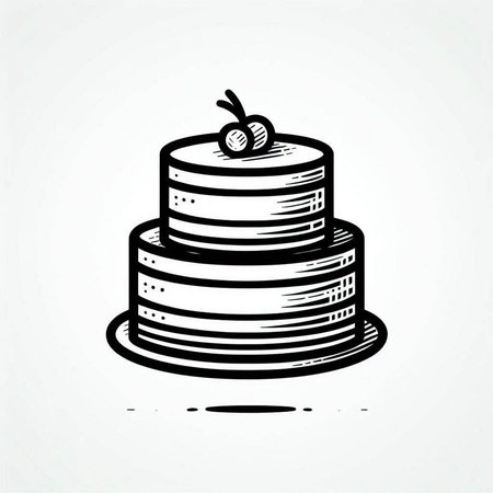 Cake icon. Hand drawn illustration of cake vector icon for web design