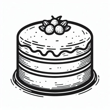 Hand drawn cake. Vector illustration. Isolated on white background.