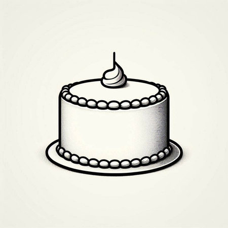 Birthday cake vector illustration. Hand drawn doodle style.