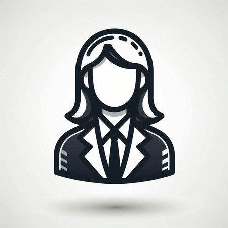 Business woman icon with shadow, vector illustration. Flat design style.の写真素材