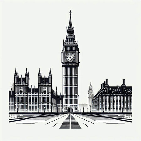 Big Ben and Houses of Parliament, London, United Kingdom, vector illustration