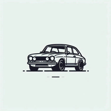 Retro car, vector illustration. Flat design style. EPS 10