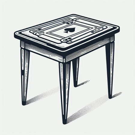 Vintage wooden table. Vector illustration in engraving style.