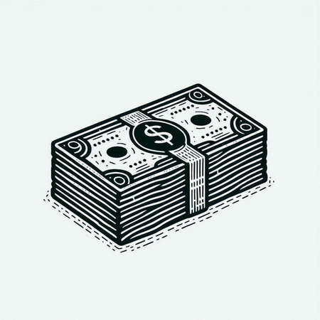 Money icon. Vector illustration of a stack of dollars. Sketch style.