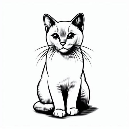 Vector image of a cat on a white background. Monochrome.の写真素材
