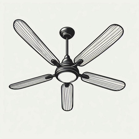 Ceiling fan isolated on white background. Hand drawn vector illustration.の写真素材