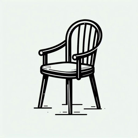 Hand drawn chair icon. Vector illustration. Black and white image.の写真素材
