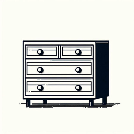 Nightstand with drawers on the white background. Vector illustration.