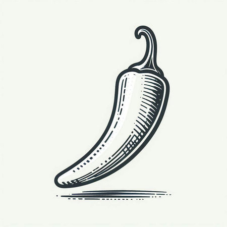 Chilli pepper. Hand drawn vector illustration in vintage engraved style.の写真素材