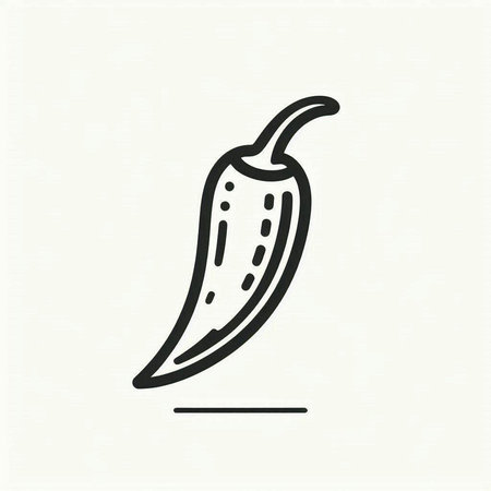 Chilli pepper vector line icon. Hot chili pepper sign. Vegetable symbol.の写真素材