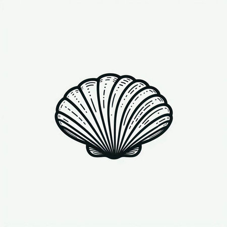 Vector illustration of a seashell on a white background. Hand drawn style.