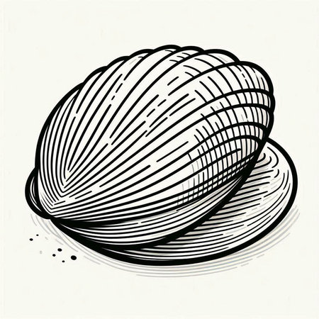 seashell on white background, vector illustration, hand drawn sketch