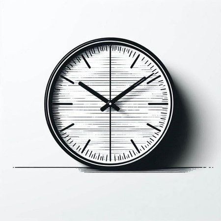 Clock on white background. Time concept. Vector illustration. Eps 10