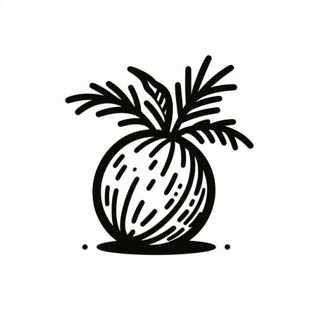 Coconut. Black and white vector illustration isolated on white background