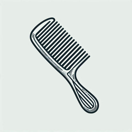 Comb icon in vintage style. Hand drawn illustration for your design.