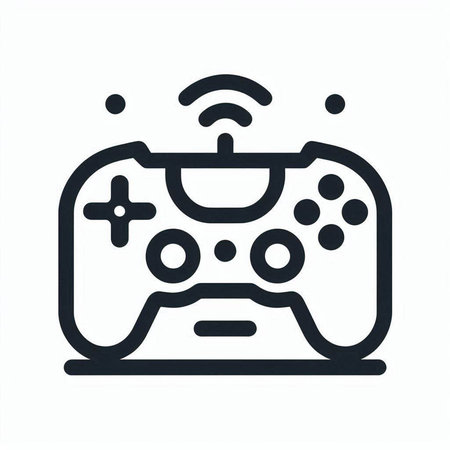 Video game controller icon. Black on white background. Vector illustration.
