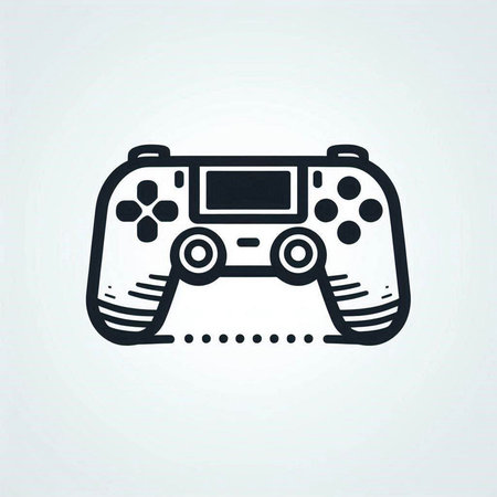 video game controller doodle icon, vector illustration eps10